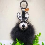 MCM Rabbit Charm with Fox Fur In Visetos Silver