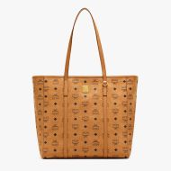 MCM Medium Toni Shopper Tote In Visetos Brown