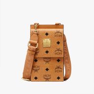 MCM Crossbody Phone Case In Visetos Brown