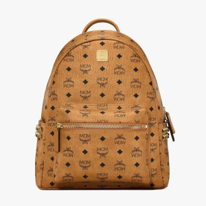 MCM Small/Medium Stark Side Studs Backpack In Visetos Brown