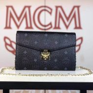 MCM Large Patricia Continental Crossbody Wallet In Visetos Black