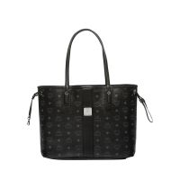 MCM Medium Reversible Liz Shopper Tote In Visetos Black