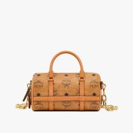 MCM Mini Delmy Boston Bag In Visetos Brown