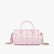 MCM Mini Delmy Boston Bag In Visetos Cherry