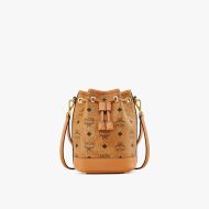 MCM Mini Dessau Drawstring Bag In Visetos Brown