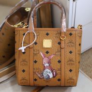 MCM Mini Toni Shopper Tote In Rabbit Visetos Brown