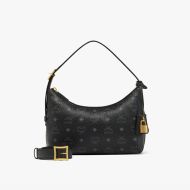 MCM Small Aren Hobo In Visetos Black