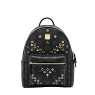 MCM Small Stark M Studs Backpack In Visetos Black