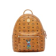 MCM Small Stark Rabbit Backpack In Visetos Brown