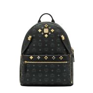 MCM Medium Dual Stark Backpack In Visetos Black