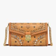 MCM Medium Millie Flap Crossbody In Crystal Visetos Brown