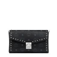 MCM Medium Millie Flap Crossbody In Studded Outline Visetos Black