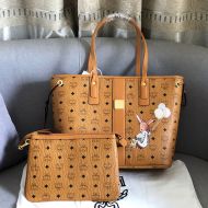 MCM Medium Reversible Liz Shopper Tote In Rabbit Visetos Brown