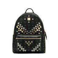 MCM Medium Stark M Studs Backpack In Visetos Black