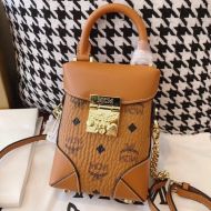 MCM Mini Berlin Crossbody In Visetos Brown