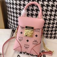 MCM Mini Berlin Crossbody In Visetos Light Pink