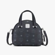 MCM Mini Essential Half Moon Tote In Visetos Black