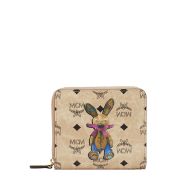 MCM Mini Rabbit Zip Around Wallet In Visetos Beige