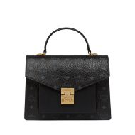 MCM Patricia Pocket Satchel In Visetos Black