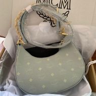 MCM Small Aren Crescent Hobo In Visetos Misty Grey