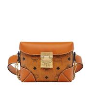 MCM Small Berlin Belt Bag In Visetos Brown