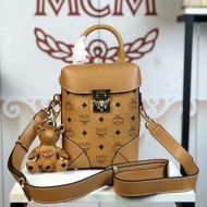 MCM Small Berlin Crossbody In Visetos Brown