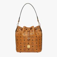 MCM Small Essential Drawstring Bag In Visetos Brown