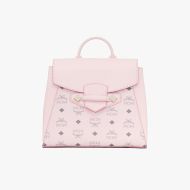 MCM Small Essential Backpack In Visetos Original Light Pink