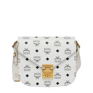 MCM Small Patricia Shoulder Bag In Visetos White