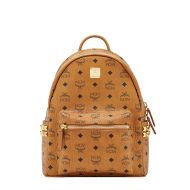 MCM Small Stark Side Studs Backpack In Visetos Brown