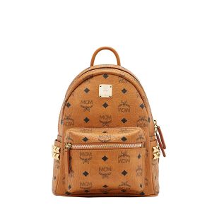 MCM Mini Stark Side Studs Backpack In Visetos Brown