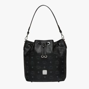 MCM Small Essential Drawstring Bag In Visetos Black