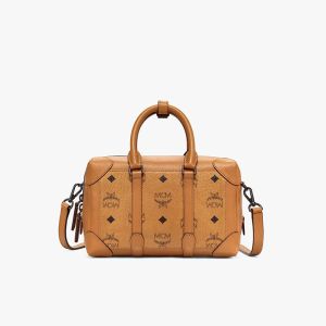 MCM Small Klassik Satchel In Visetos Brown