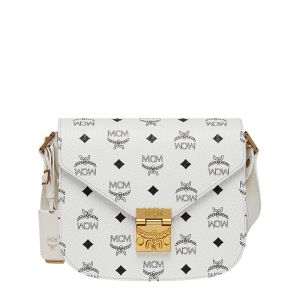 MCM Small Patricia Shoulder Bag In Visetos White