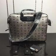 MCM Large Nomad Briefcase In Visetos Silver