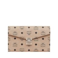 MCM Large Patricia Continental Crossbody Wallet In Visetos Beige