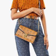 MCM Medium Millie Flap Crossbody In Block Visetos Brown/Black