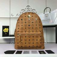 MCM Medium Stark Six Studs Backpack In Visetos Brown