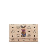 MCM Medium Rabbit Trifold Wallet In Visetos Beige