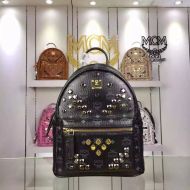 MCM Mini Stark M Studs Backpack In Visetos Black