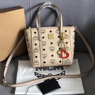 MCM Mini Toni Shopper Tote In Visetos Beige