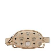 MCM Small Essential Belt Bag In Original Visetos Beige