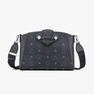 MCM Small Essential Messenger In Visetos Original Black