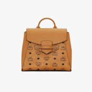 MCM Small Essential Backpack In Visetos Original Brown