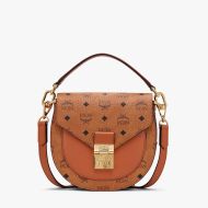 MCM Small Patricia Patty Bag In Visetos Brown