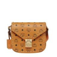 MCM Small Patricia Shoulder Bag In Studded Outline Visetos Brown