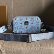 MCM E/W Camera Bag In Visetos Sky Blue