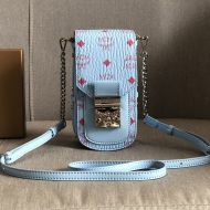 MCM X-Mini Patricia Crossbody In Visetos Sky Blue