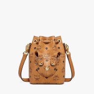 MCM X-Mini Zoo Rabbit Bucket Bag In Visetos Brown