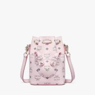 MCM X-Mini Zoo Rabbit Bucket Bag In Visetos Cherry